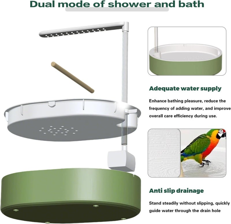 DINTSTYLE Parrot Bathtub, Large Bird Shower Fountain, Automatic Bird Bath, Parrot Bath Shower, Automatic Bathtub with Circulating Faucet, Indoor Fountain with USB Pump, Green X - Image 4